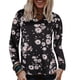 thumbnail image 1 of Blusa superior informal con estampado de flores y cuello redondo de manga larga a la moda sexy para mujer Pompotops  FGAJ5542, 1 of 5