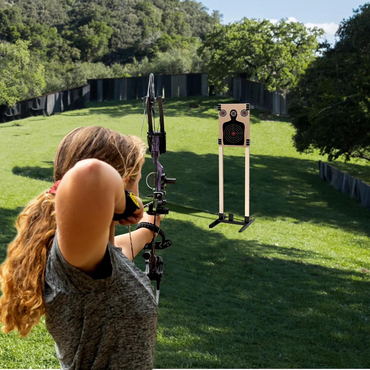 Urban Deco Adjustable Target Stand Base for Paper Shooting Cardboard Silhouette H Shape Stand Base for Shooting Range Wooden Target Station Setup - USPSA/IPSC - IDPA Practice