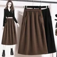 thumbnail image 2 of Falda elástica de talla grande para mujer, sencilla, versátil, adelgazante, informal, holgada, de corte A, vestido largo de cintura media para mujer, primavera de 2024, 2 of 5