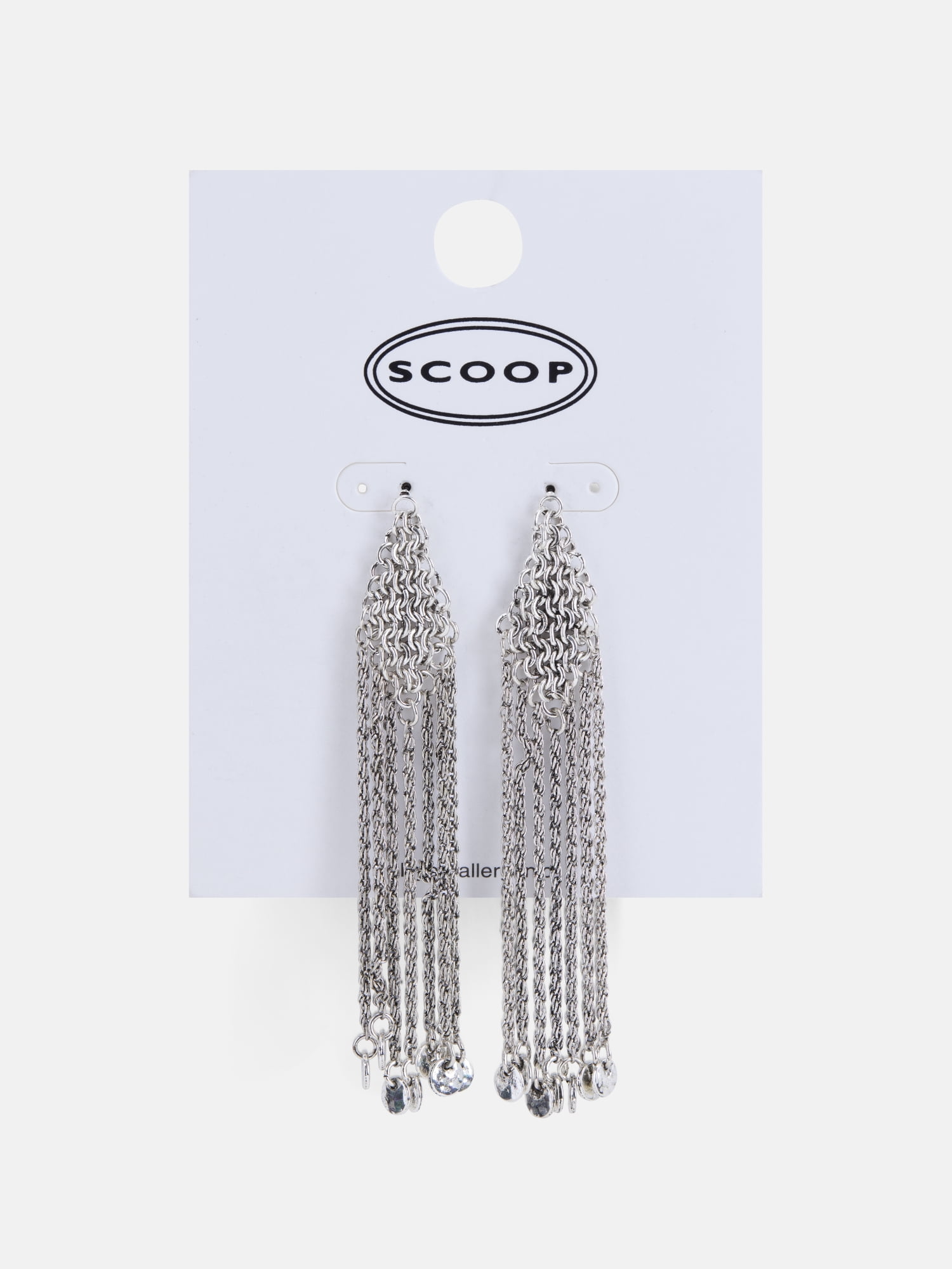 Scoop Chainmail Fringe Earrings, Silver-Tone