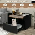 thumbnail image 4 of Gymax Meuble Cache-Litière pour Chat avec Tiroir Coulissant, Porte Rabattable, Roulettes, Intérieur, Noir, 4 of 10