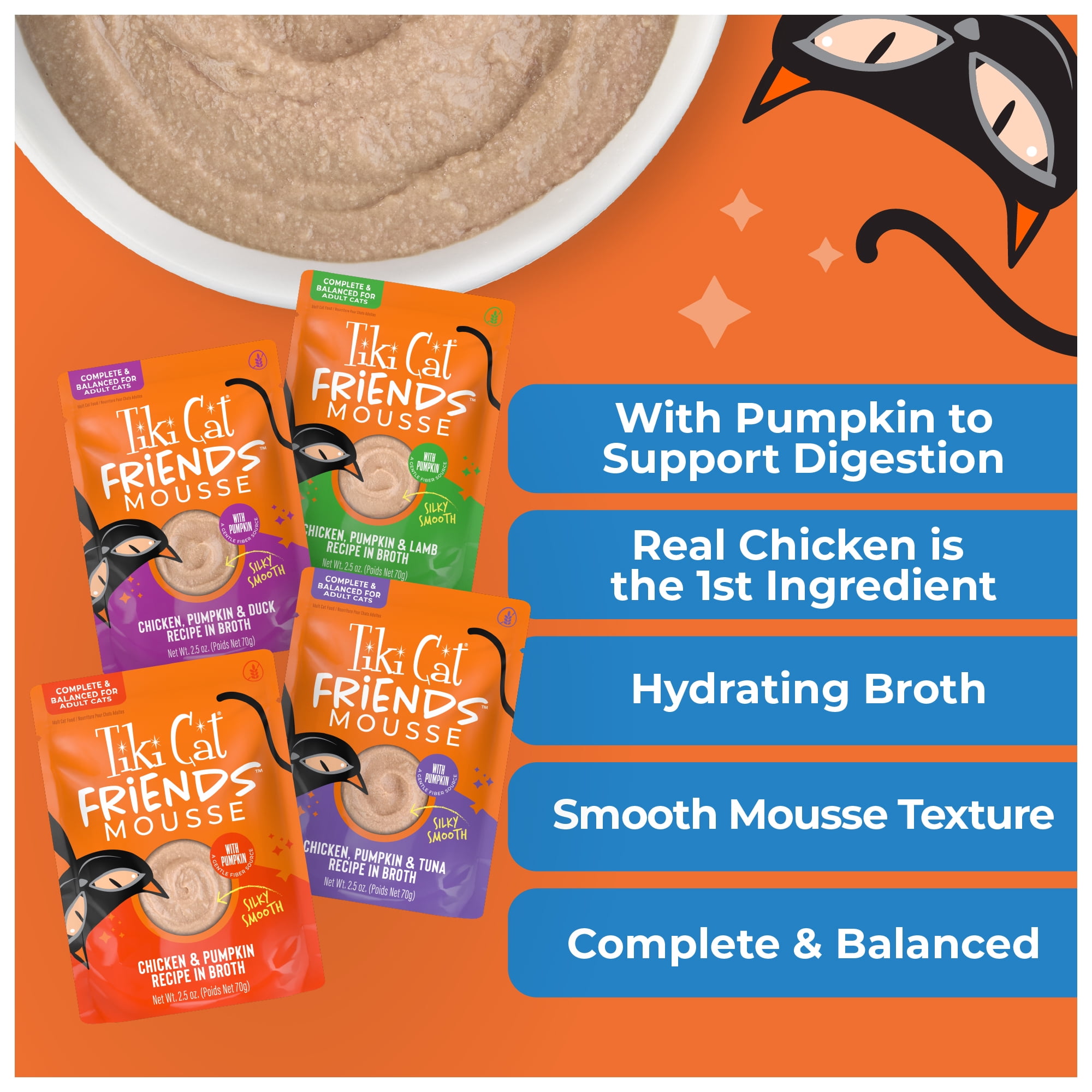 (2 pack) Tiki Cat Friends Mousse Chicken Variety Pack, 2.5 oz pouch