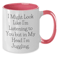 thumbnail image 2 of Funny Juggling Gifts for Men - I Might Look Like I'm Listening To You But In My Head I'm Juggling, Two Tone Coffee Mug for Father's Day, 2 of 4