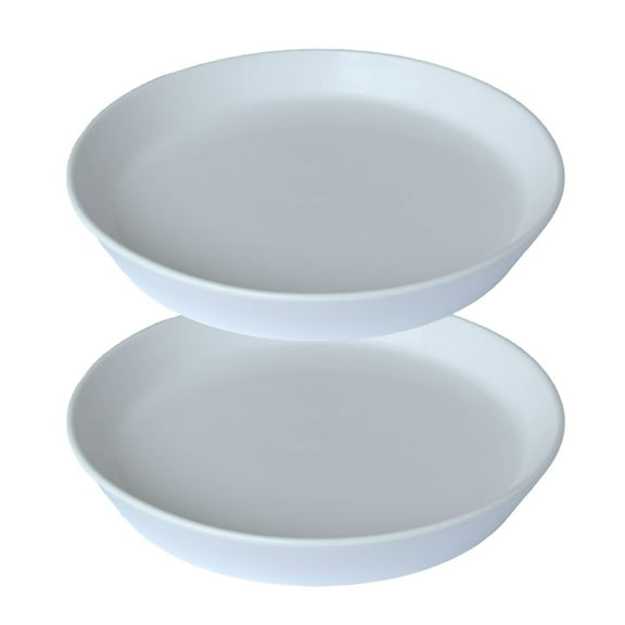 Ceramic Plant Tray 4 Inch Set of 2, Heavy Duty Glazed Saucer for Indoor Outdoor Use, Leakproof Drip Catcher, White