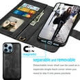thumbnail image 6 of Tiflook Wallet Case For iPhone 13 Pro (6.1 inch) 2021, Premium Vegan Leather [RFID Blocking] [Detachable Magnetic Removable] Cash ID Credit Card Holder Slots Carrying Flip Cover Strap - Black, 6 of 7