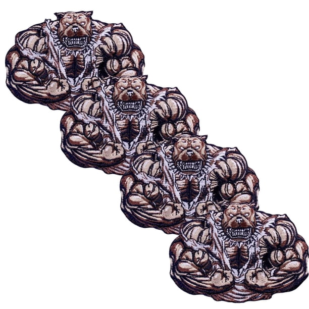 Parche Termoadhesivo Hechos a Mano Dog01 4 Parches Perro 9x7cm Café/Blanco Bordado Adhesivo para Planchar PatchPros Parches MXODG-004