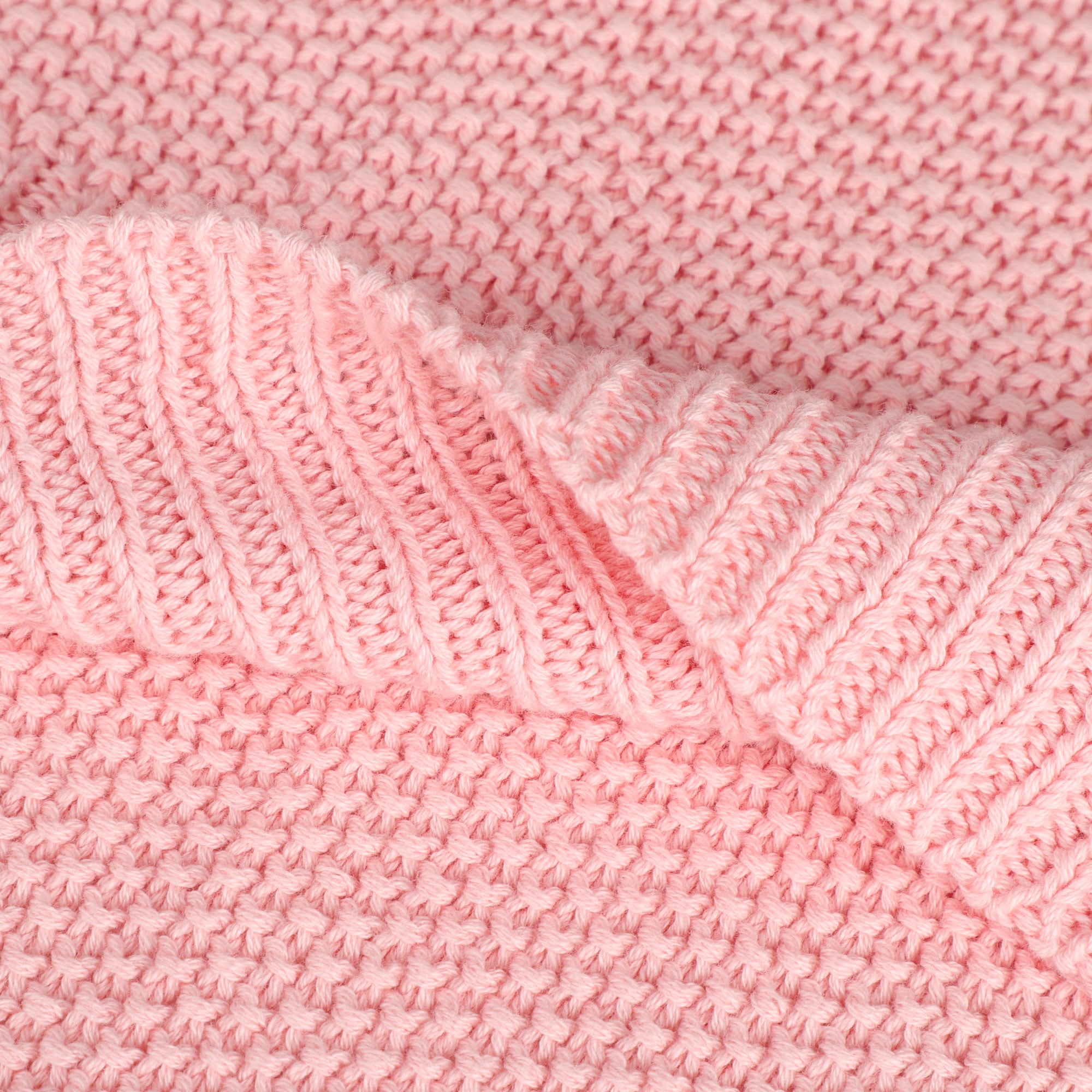 Unique Bargains Pure Cotton Soft Cable Knit Throw Blanket Pink 50" x 70"