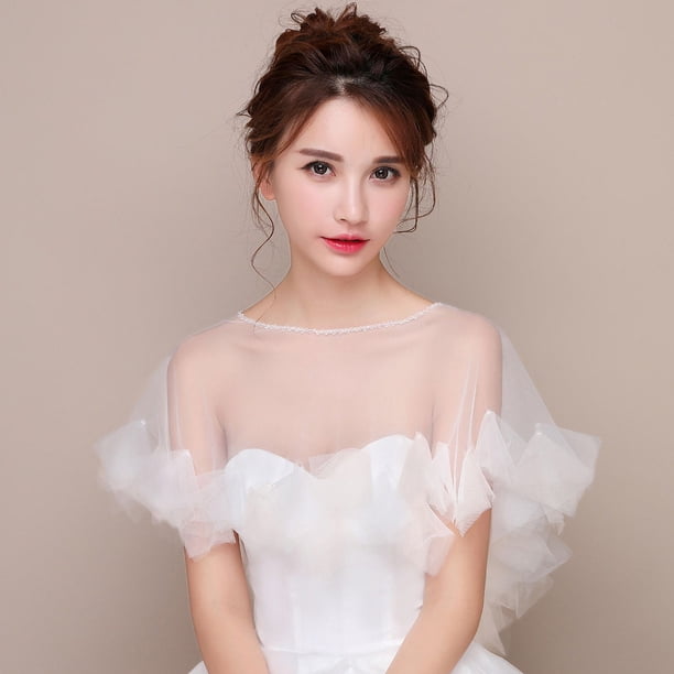 Vestido de novia, vestido de novia, cheongsam, cuello alto, encaje, malla, chal, capa, borla