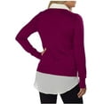 thumbnail image 2 of DKNY Womens Built-In-Layered-Look Pullover Collared Sweater (Magenta, Large), 2 of 5