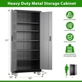 thumbnail image 3 of General 71" H Metal Garage Storage Cabinet with Wheels，Steel Storage Cabinet with Door,5 Adjustable Shelves and Pegboard for Garage Home,Required Assembly,Black &Dark Grey, 3 of 17