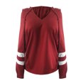 thumbnail image 6 of Women Hoodies Clearance Women's Hooded Drawstring Solid Stitching Long Sleeve Loose Sweatshirt Top, 6 of 7