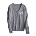 thumbnail image 5 of NTACZA Gray Sweaters for Women Heart Print V Neck Valentines Cardigan Sweater Button Down Knit Tops Ladies Jumper L, 5 of 5