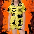 thumbnail image 2 of Halloween Pajamas Kids Size 4-5 Years Childrens Striped Sleepwear Short Sleeve Top with Shorts Soft Comfort Girls Pajama Set Yellow, 2 of 4