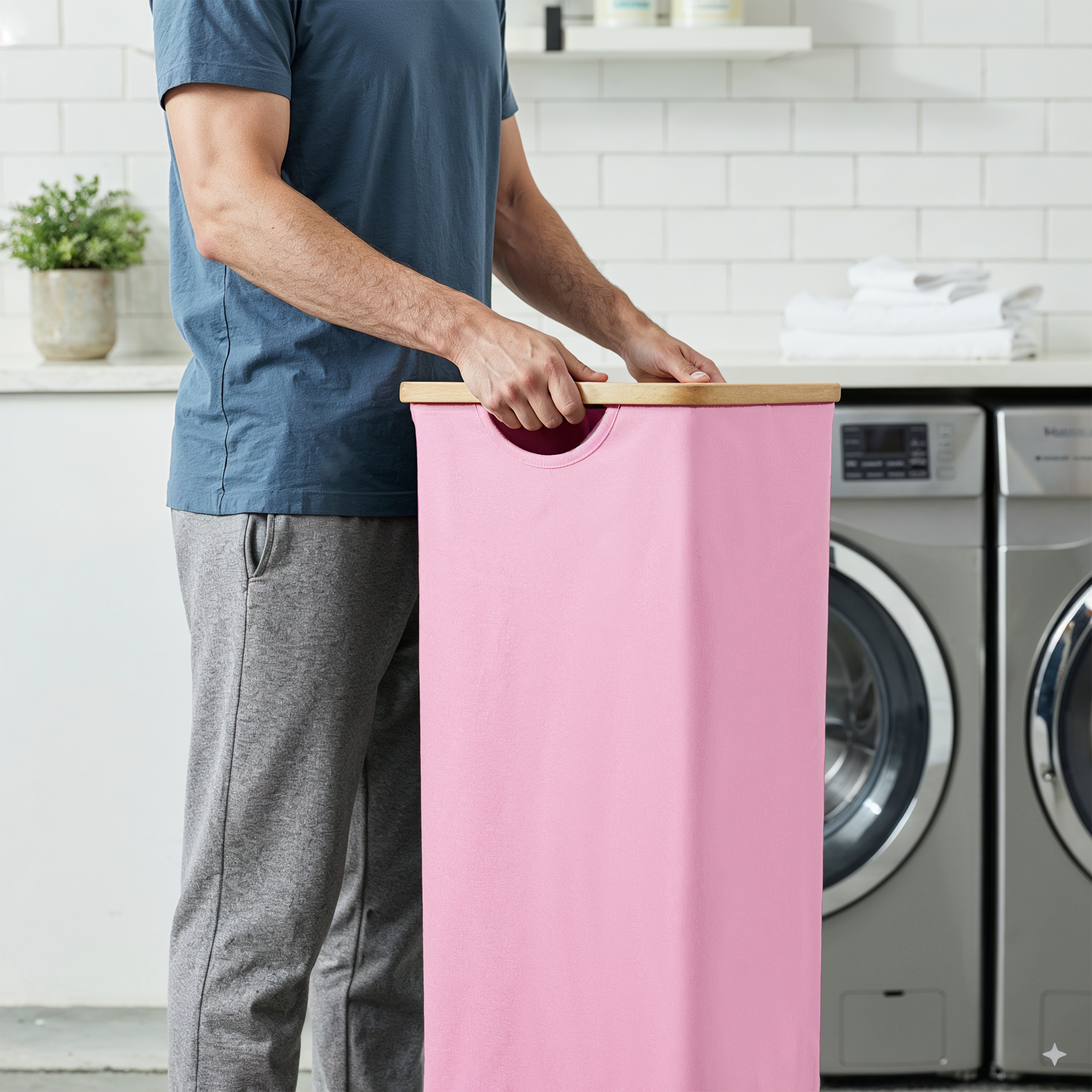 Tooloton 60L Large Laundry Hamper, Pink