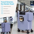 thumbnail image 4 of TABU Carry On Luggage with Side Bag, Front Opening Suitcase with Cup Holder & Phone Mount, USB & Type-C Port, TSA Lock, Phone Mount, Purple, 4 of 8