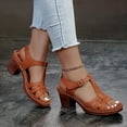 thumbnail image 6 of Women's Cutout Chunky Heel Sandals, Wide Width Fish Toe Summer Heels for Women, Adjustable Buckle Casual Dress Sandals, Non-Slip Platform Shoes, 6 of 8