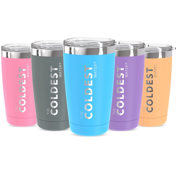 COLDEST Insulated Tumbler Cup with Sliding Lid Reusable Stainless Steel Water Bottle Iced