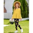 thumbnail image 5 of Arshiner Girls 2 Piece Clothing Set Floral Ruffle Hem Bell Sleeve Top and Leggings Fall Winter Outfits, 5 of 5
