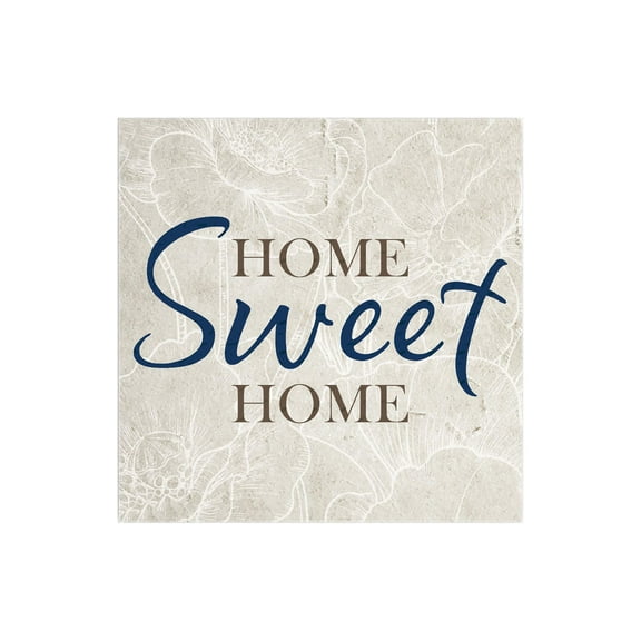 Home Sweet Home Ecru Floral Sketch 12 x 12 Wood Wall Sign Plaque