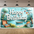 thumbnail image 5 of Fishing Theme Birthday Banner Outdoor Decor Fishing Rod Happy Birthday Decor for Birthday Party Outdoor Adventure Relaxation, 5 of 8