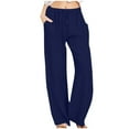 thumbnail image 2 of Juslio Womens Pants High Waist with Pockets Casual Elastic Waist Linen Linen Pants S, 2 of 7