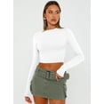 thumbnail image 2 of Womens Long Sleeve T Shirts Basic Scoop Neck Crop Tops Casual Slim Fitted Clothes Thermal Tee, 2 of 6