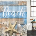 thumbnail image 2 of Starfish Bathroom Shower Curtains with 12 Hooks Polyester Waterproof Shower Curtain for Stalls and Bathtubs Blue Brown Ocean Shell Coral Farmhouse Decorative Bathroom Privacy Curtain 72x72 Inches, 2 of 9