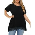 thumbnail image 2 of WellSize Women Plus Size Tops Casual Lace Tunic Blouse Summer Crew Neck Short Sleeve Shirts, 2 of 8