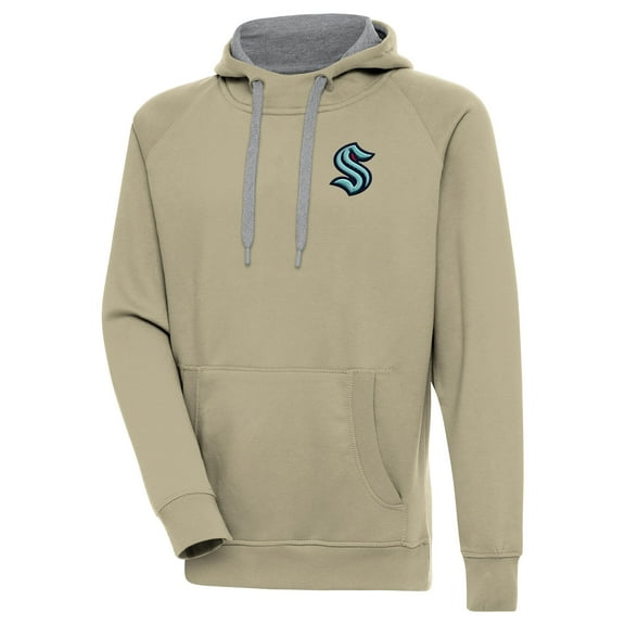Men's Antigua Khaki Seattle Kraken Victory Pullover Hoodie