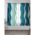 thumbnail image 2 of Sheer Curtains 63 Inch Length 2 Panels Set for Bedroom, Teal Ombre Semi Sheer Curtains for Windows, Abstract Art Moire Ocean Waves Voile Window Treatments Rod Pocket Curtain, 2 of 7