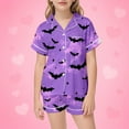 thumbnail image 2 of Weebloom Halloween Pajamas for Girls Cute Bat Print Soft Comfortable Nightwear Long Sleeve Top and Pants Two Piece Outfit for Toddler and Little Girls Girl Sleepwear 12-13 Years, 2 of 8