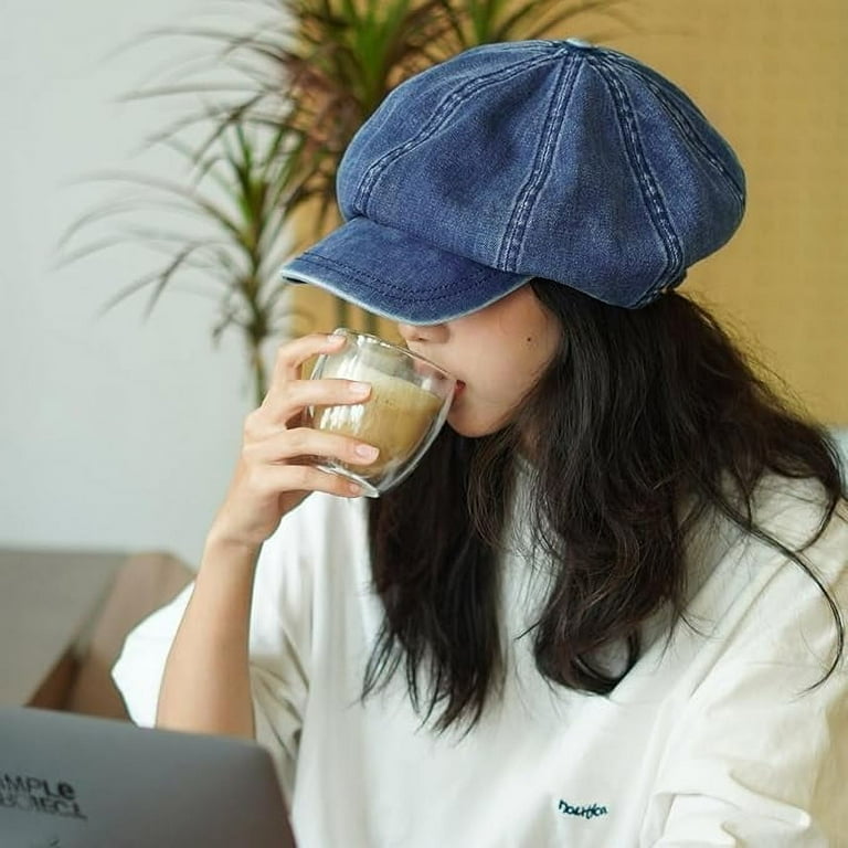 Unisex Japanese Oversized Denim Cotton Newsboy Hats Vintage Unisex