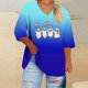 thumbnail image 1 of Heisall Womens T-shirts Halloween Print V-Neck 3/4 Sleeve Loose Plus Size Casual Fashion Daily Wear Tops, 1 of 4