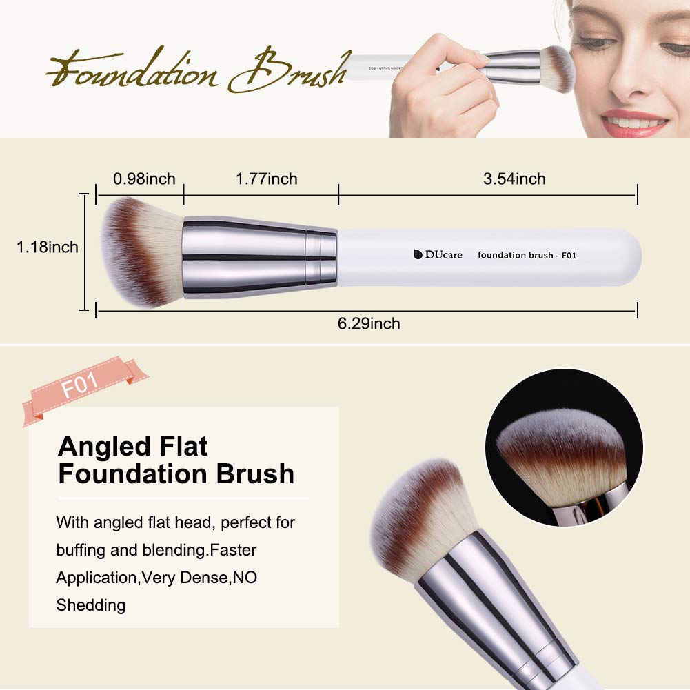 Ducare 3-Piece Makeup Brush Set with Kabuki Brushes, White photo 4