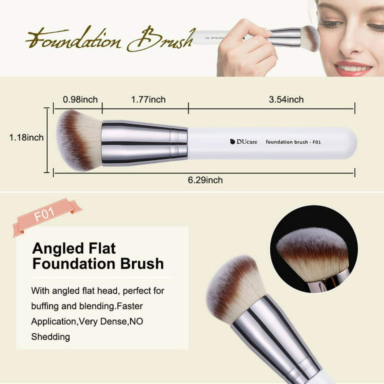 Ducare Makeup Brushes 3pcs Foundation Contour Brush& Concealer Brush& Blusher Brush Face Kabuki Blush Bronzer Travel Buffing Stippling Contour Liquid