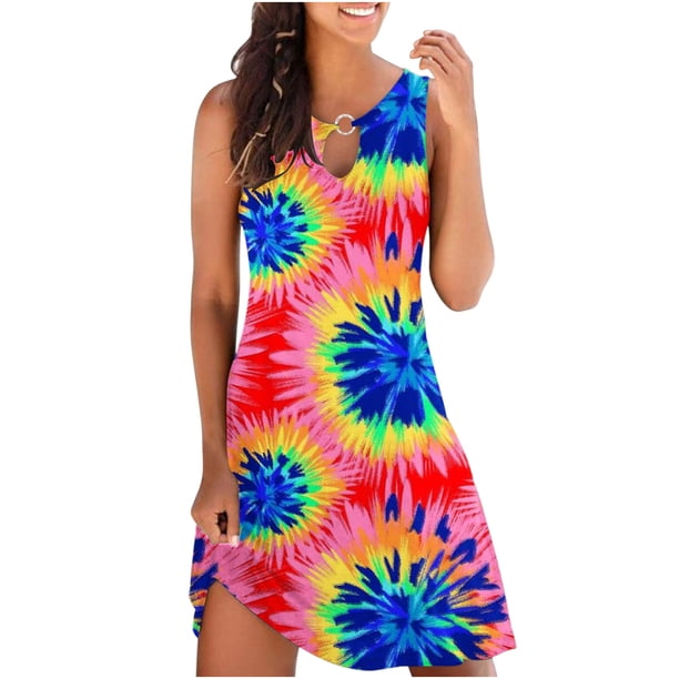 Vestido sin mangas con estampado colorido de verano suelto para mujer OAVQHLG3B Store lin121212