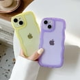 thumbnail image 2 of Solid Color Curly Wave Frame Clear Soft Compatible with iPhone Case (Purple,iPhone 12), 2 of 5