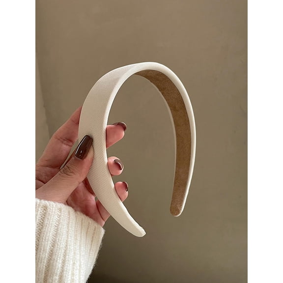 1pcs Women's Vintage Solid Color Wide Headbands White, Elegant Hair Hoops For Daily Wear & Makeup