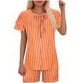 thumbnail image 2 of Ensembles de Pyjama pour Femmes 2 Pcs, Mode Décontractée pour Femmes Manches en Dentelle Imprimée Haut Décontracté Pantalon Ensemble de Pyjama, 2 of 6