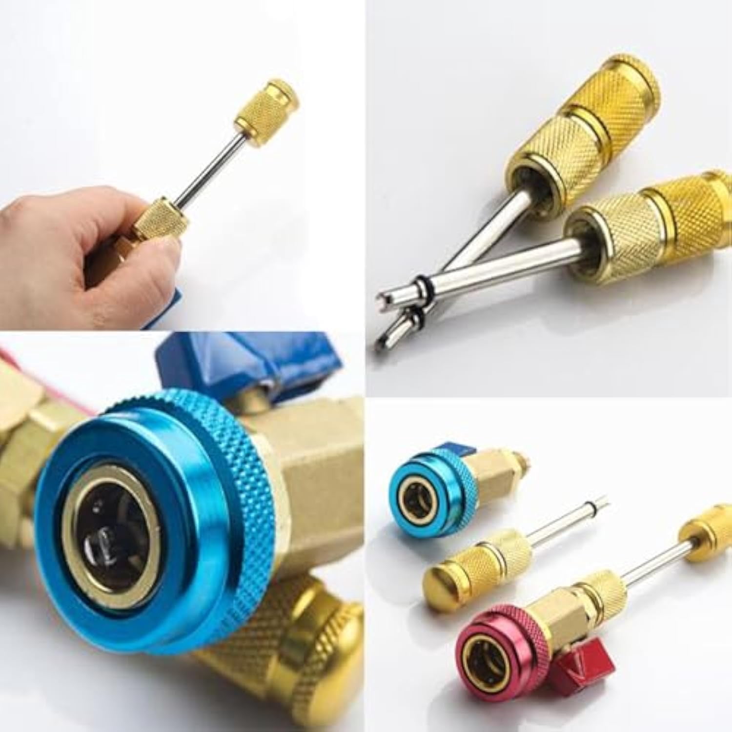 Home & Auto AC Valve Core Remover Installer Tool, High Low Pressure Ac Refrigerant Valve Core Quick Removal Tool Kit, for R134A Refrigerant Air Conditioner System (Type D)