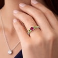 thumbnail image 4 of Gem Stone King 0.62 Cttw Red Ruby Green Peridot and White Lab Grown Diamond 3 Stone Engagement Ring for Women | 925 Sterling Silver and 10K Yellow Gold | Available in Size 5, 6, 7, 8, 9 | Size 9, 4 of 6
