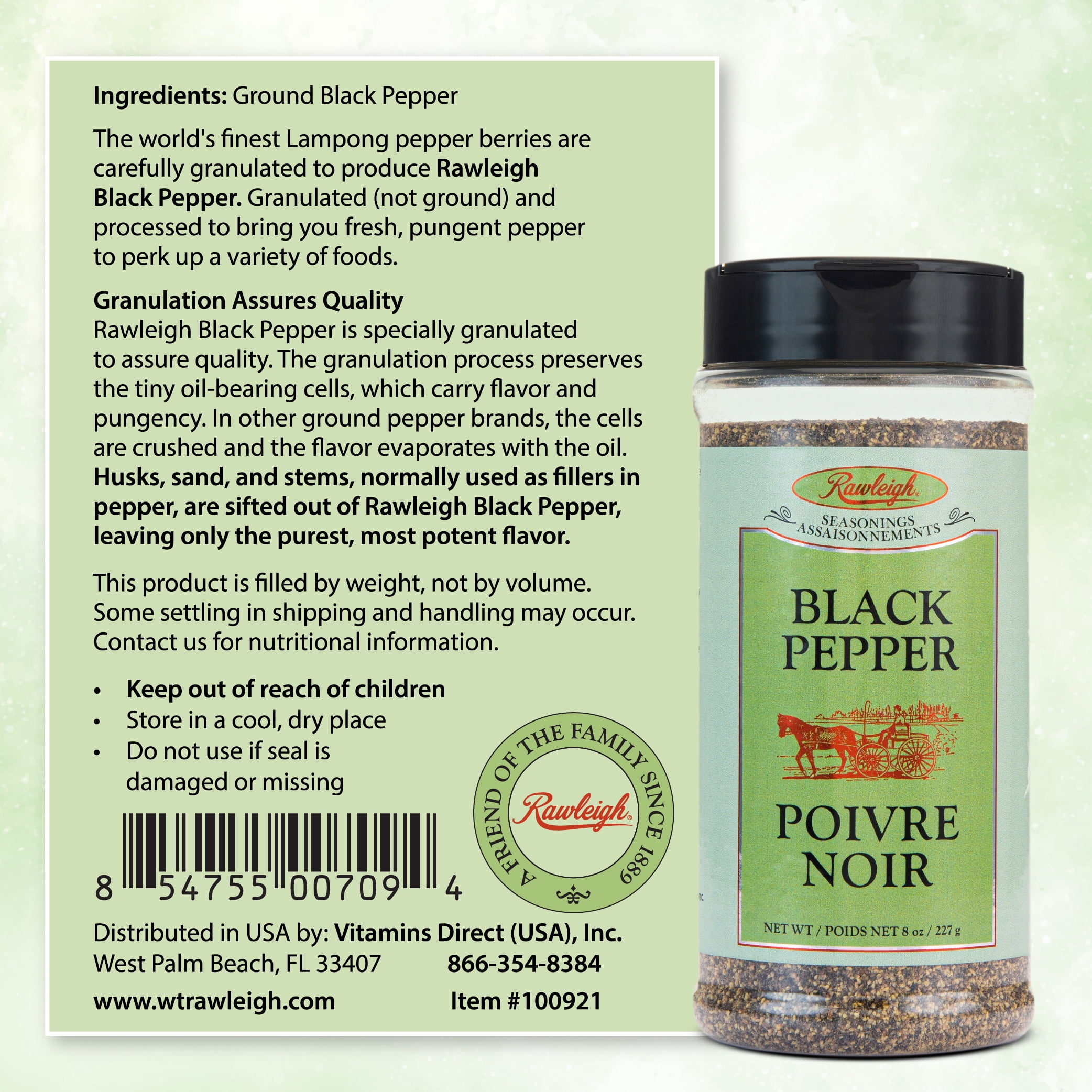 Rawleigh Granulated Black Pepper for Seasoning, 3 Bottles of 8 oz