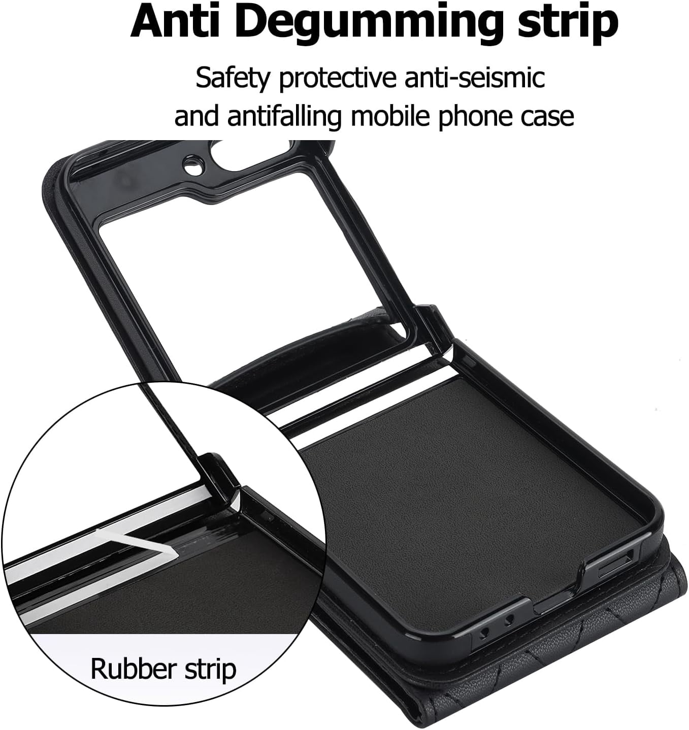Phone Case for Samsung Galaxy Z Flip 5 5G 2023 Wallet Cover with RFID Blocking Ring Crossbody Wrist Strap Stand Credit Card Holder Cell Accessories ZFlip5 Z5 G Flip5 5Z Women Men Girls Black