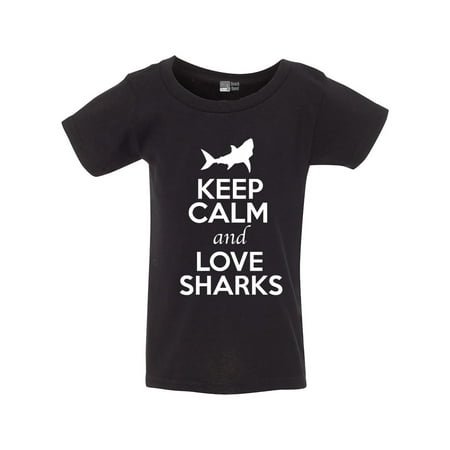 

Keep Calm And Love Sharks Fish Animal Lover Toddler Kids T-Shirt Tee