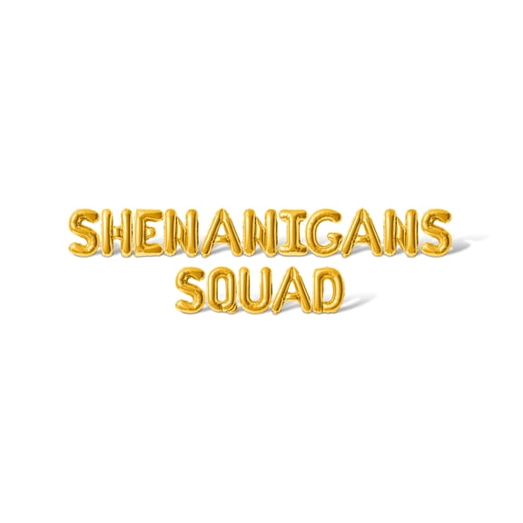 Letter Balloons - SHENANIGANS SQUAD 16" Inch Alphabet Letters Foil Mylar Balloon St. Patrick's Day Party Banner (Gold)