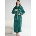 thumbnail image 5 of Defitshape Women's Fleece Bathrobe Ankle Bathrobes Fuzzy Plush Billowy Home Chic Chunky Fleece Long Fall Long Sleeve Bath Robe Green Small, 5 of 5