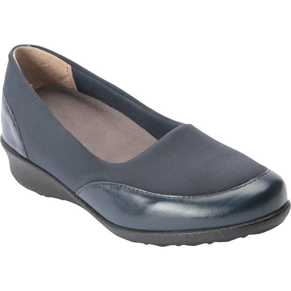Women's Drew London II Wedge Navy Leather/Stretch 9.5 M