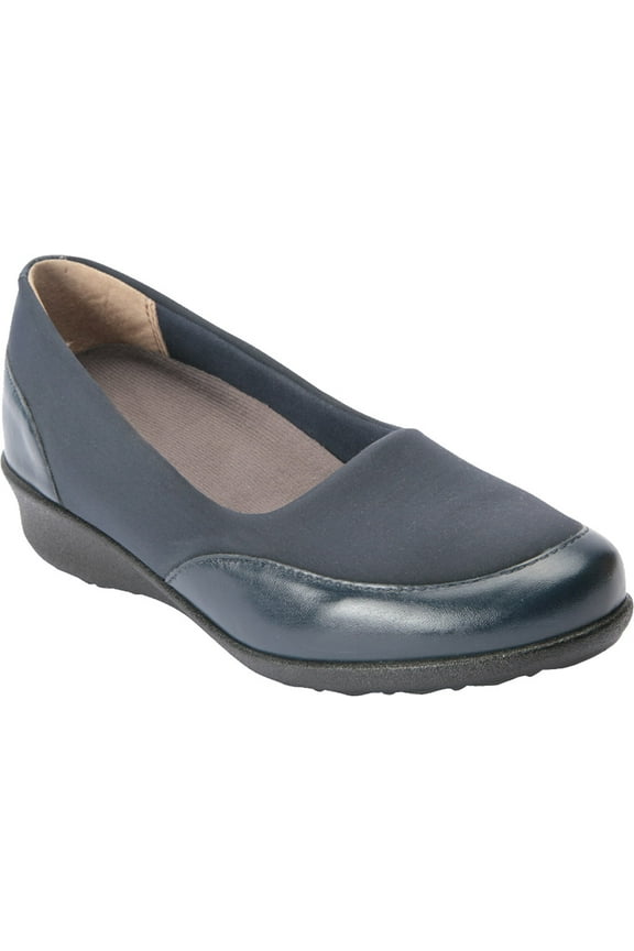 Women's Drew London II Wedge Navy Leather/Stretch 9.5 M