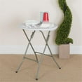thumbnail image 2 of Pemberly Row Table Pliante Ronde en Plastique/métal de 24 Pouces en Blanc Granit, 2 of 5