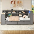 thumbnail image 7 of Kumix Twin Size Platform Bed with Storage Shelves, Drawers, Charging Station, LED, Desk and Upholstered Headboard, Wood Platform Bed for Teens Adults, Grey+ Grey Cushion, 7 of 7